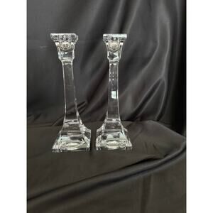 Vintage Villeroy and Boch Quartet Crystal Candle Holders 8.25”